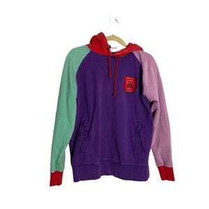 Teddy Fresh Color Block Hoodie Hooded Sweatshirt Size Small